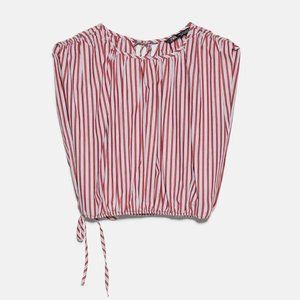 Zara Striped Poplin Top NWT